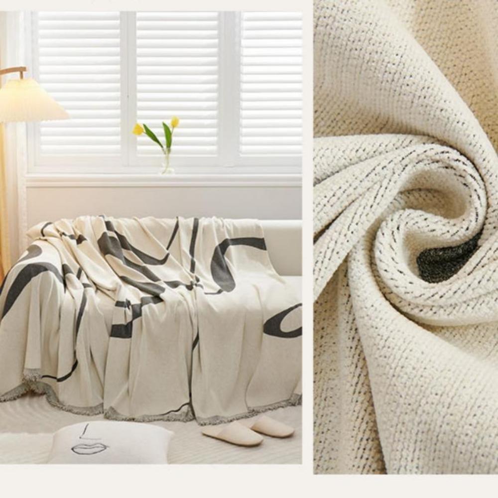 1 pieza Funda de Sofá Moderna Cuatro Estaciones Antideslizante Antipolvo Antiarañazos de Gato Nórdica Borla Manta Decorativa para Sofá de Casa