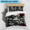 Skulls And Roses Artwork 3pcs Bedding,Including 1pc Duvet Cover And 2pcs Pillowcases Perfect for Christmas,Ideal for Bedroom, Dormitory