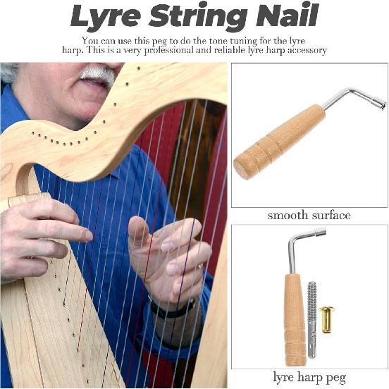 

1 комплект колков для настройки струн лиры, колышки-аксессуары, фиксаторы струн, профессиональный фортепианный тюнер, гаечный ключ с настроечным ключом
