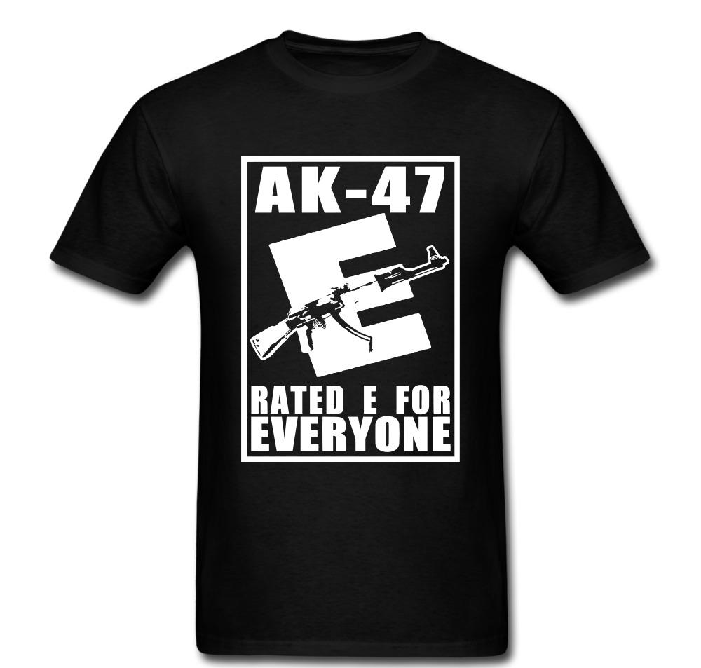 

Vintage AK47 for Everyone Rated E Anarchy Printed Tshirt Woman Man Summer Cool Loose Cotton Tshirts Ropa Hombre S