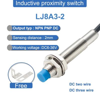 LJ8A3-2 2mm ErfassungsabstandZwei oder Drei oder Vier Drähte NPN PNP NO NC Metallinduktiver Näherungsschaltersensor