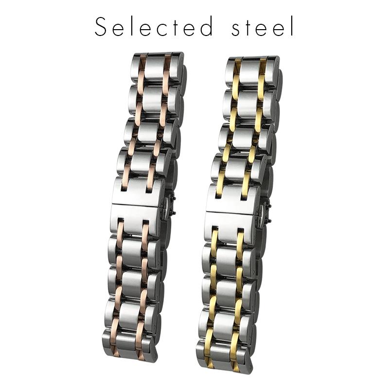 15mm 17mm 316L Stainless Steel Watchband Fit for Longines DolceVita L5.512/L5.255 Series Silver Rose Gold Watch Strap Tool