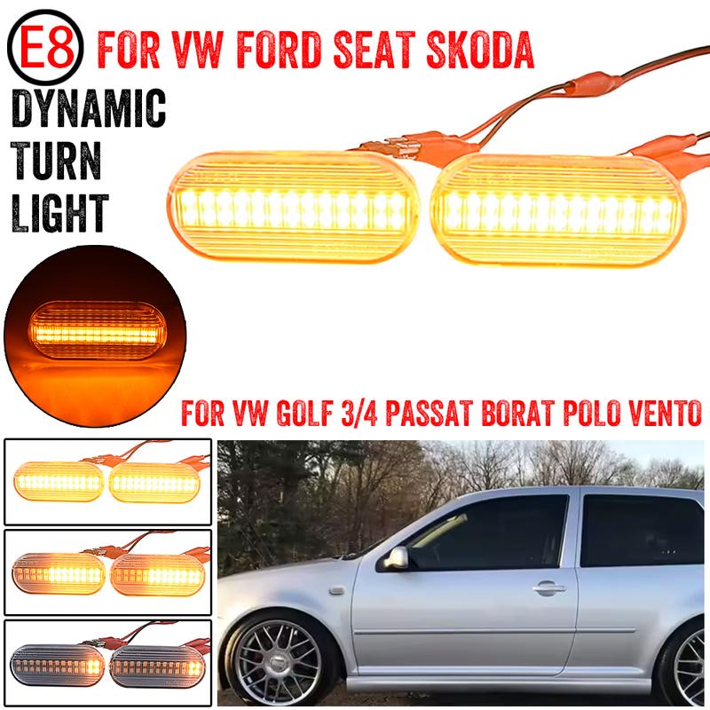 Dynamic Flowing LED Side Marker Turn Signal Light For VW Transporter T5 Polo Golf 3 4 Passat B5 Sharan Lupo Bora Multivan