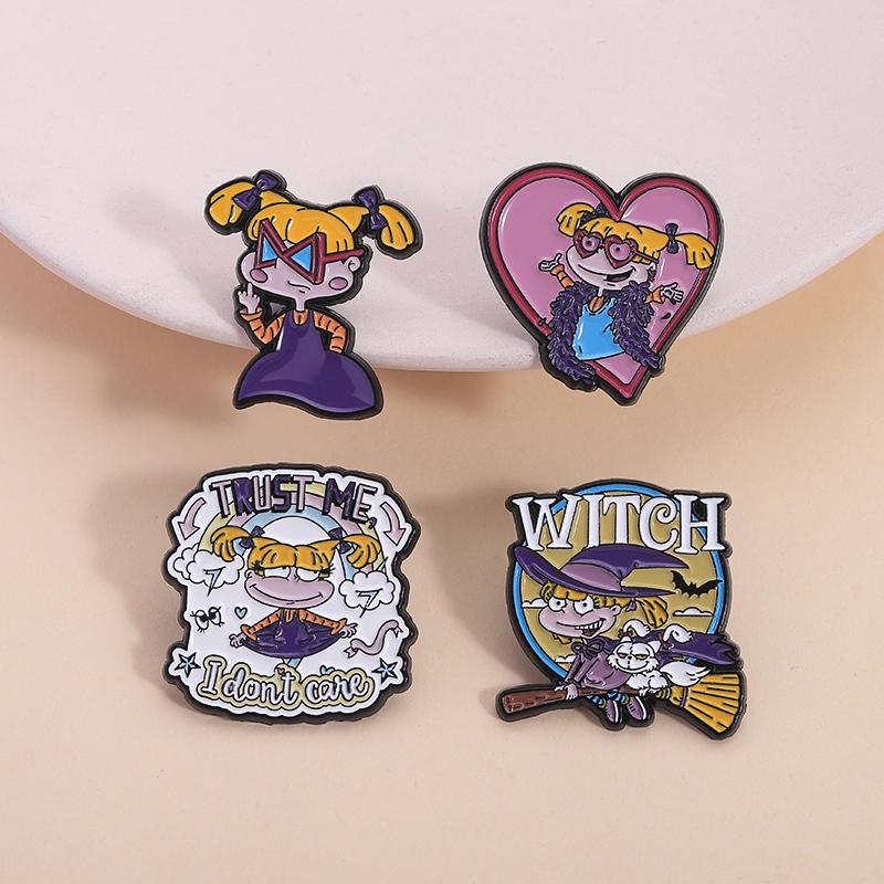 Cartoon Adventure Animated Enamel Pins Yellow Hair Naughty Girl Anime Characters Brooches Lapel Badge Jewelry Gifts for Friends
