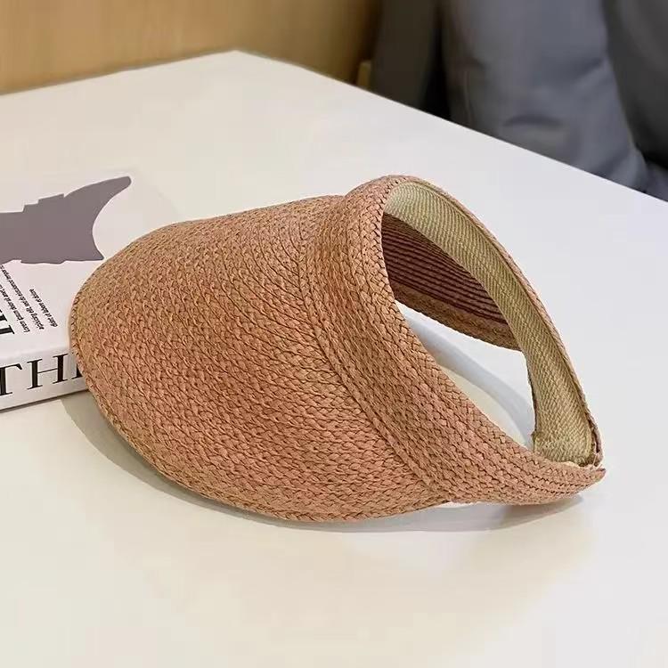 Korean Style Foldable Wide-Brim Straw Hat - Women's UV Sun Protection