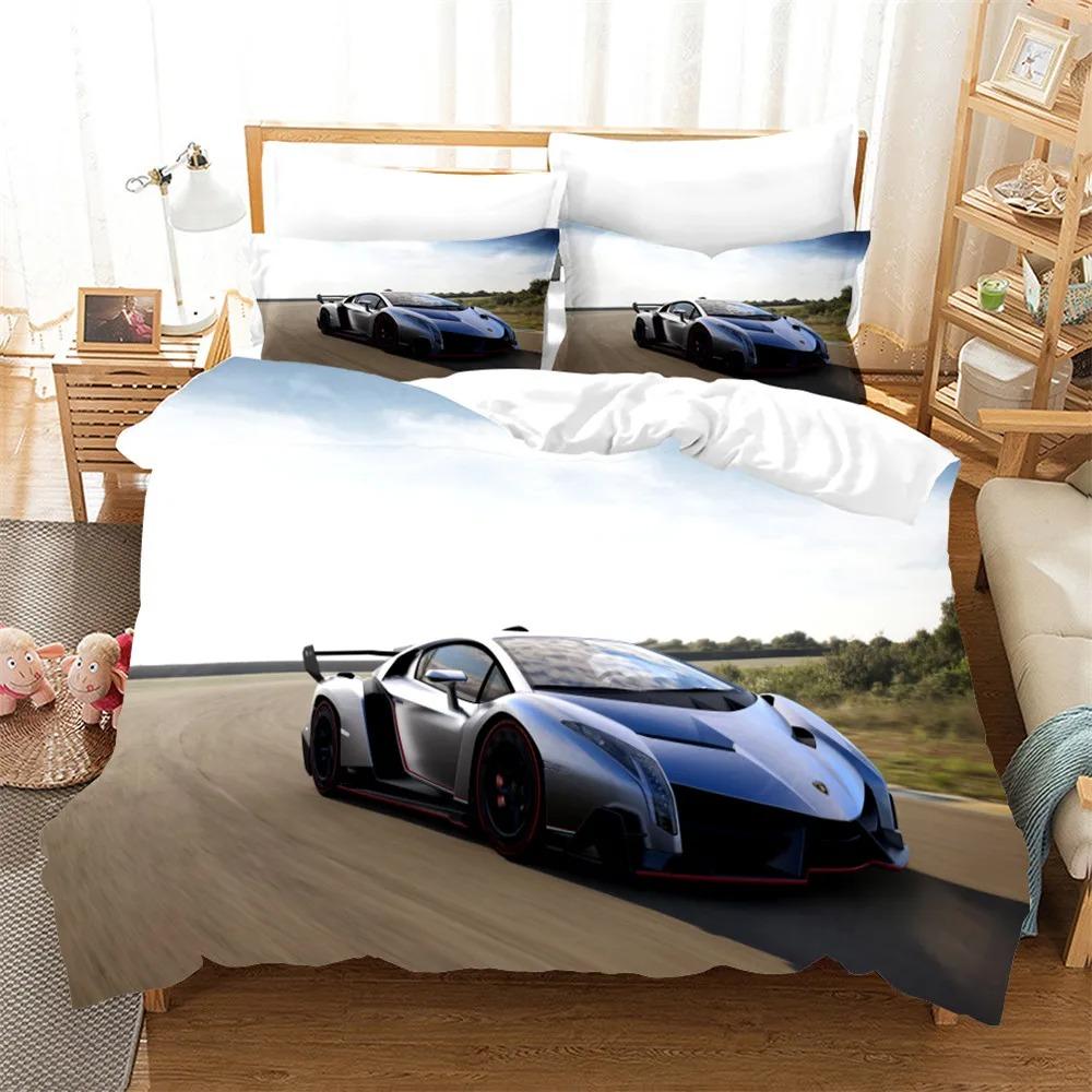 Sports Car Race Car Bedding Sets Quilt Bed Cover Comforter Duvet Cover Pillow Case 2-3 Pieces Sets Kids Adult Bedroom Decor