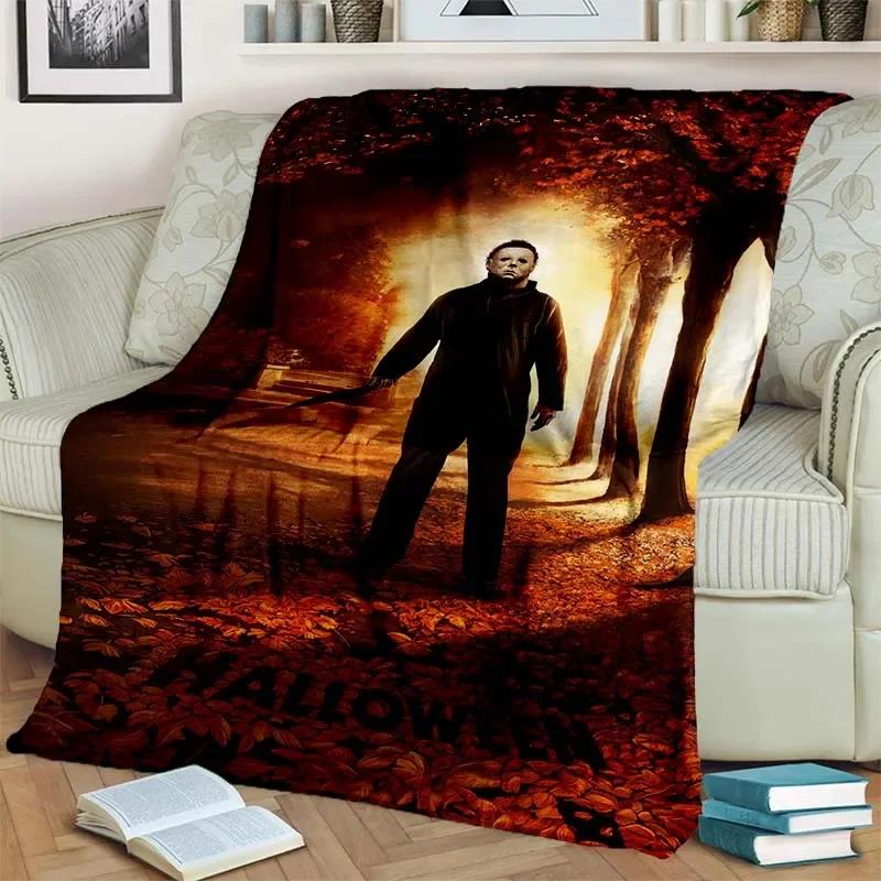 HD Horror Movie Game Halloween Gift Blanket Michael Myers Sofa Bed Decor Warm Flannel for Outdoor Picnic Car