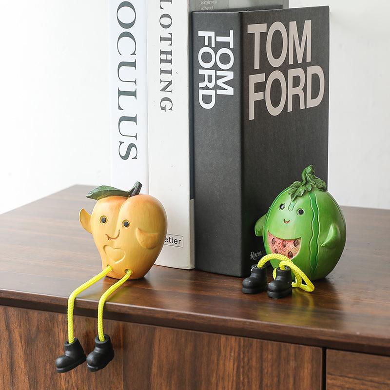 1pc Cute Cartoon Fruit Hanging Doll Ornament Creative Desktop Small Ornament Home Decoration Resin Gift