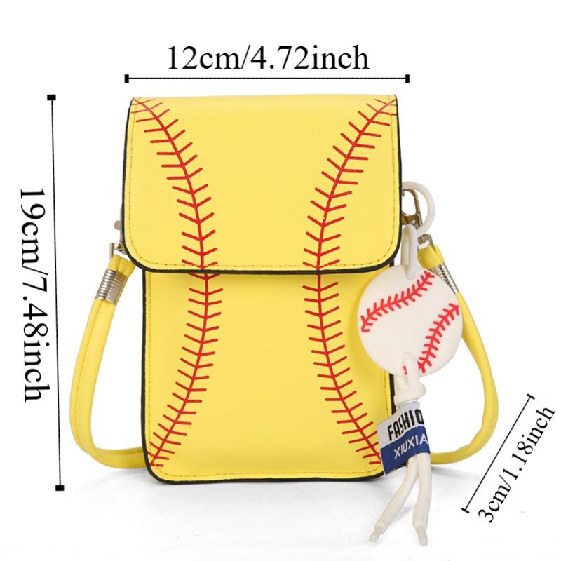 Baseball Design Square Shoulder Bag Lightweight Crossbody Phone Pouch Stylish Phone Bag Woman