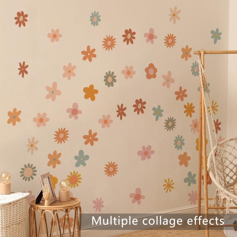 Boho Daisy Floral Wall Stickers for Kids Rooms Removable Children Baby Nursery Vinyl Wall Decals Girls Room Decoration Interior