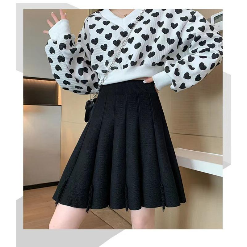 Autumn/Winter Women's Knitted Skirt High Waist A-line Skirt Half Body Skirt Women's Bag Hips