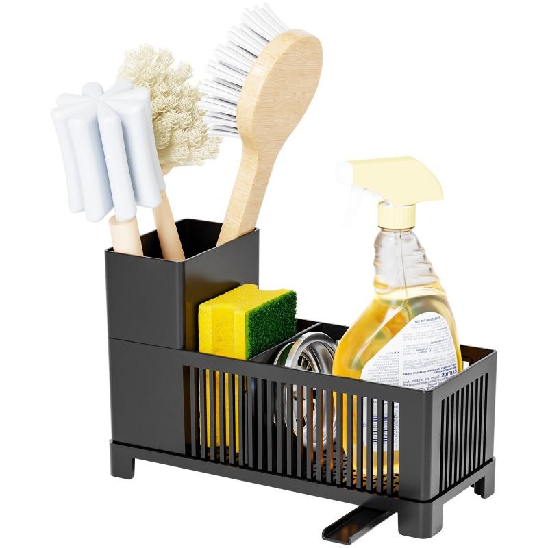 Kitchen Sink Countertop Organizer - Drainage Rack for Dish Soap, Dishcloth, Sponge & Rag, Multi-Functional Kitchen Storage Stand