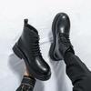 Martin boots winter black high-top British style thick-soled heightening casual leather shoes couple's new large-size short boots