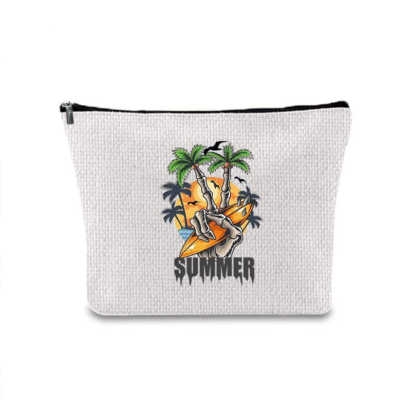 Large Capacity Linen Makeup Bag: Cross-Border Printed Cosmetic Storage with Zipper