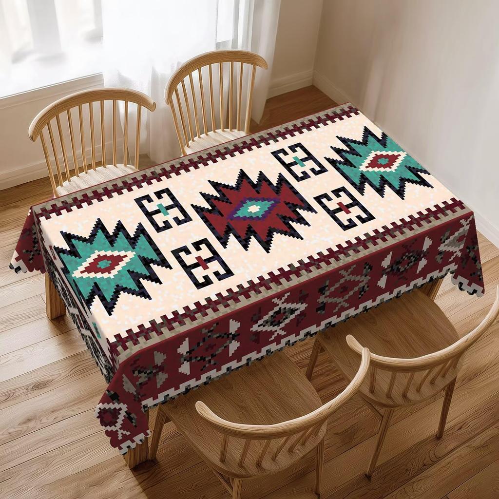 Mantel Geométrico Suroeste Colorido Tradicional Folclórico Étnico Tribal Rectangular Mantel Rectangular Lavable Cubierta de Mesa