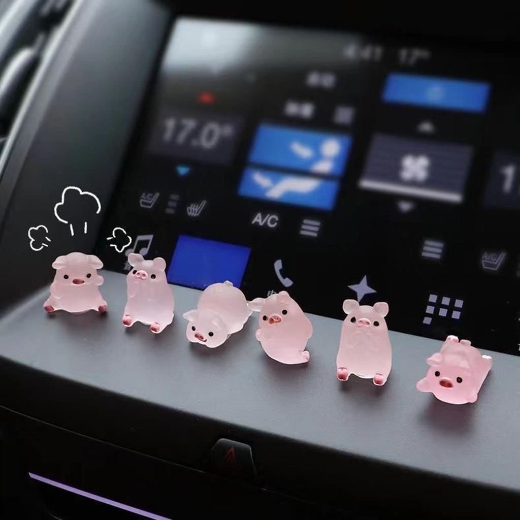 10 piece set of luminous mini pig resin ornaments, a fantasy themed decorative collectible, suitable for indoor and outdoor use,