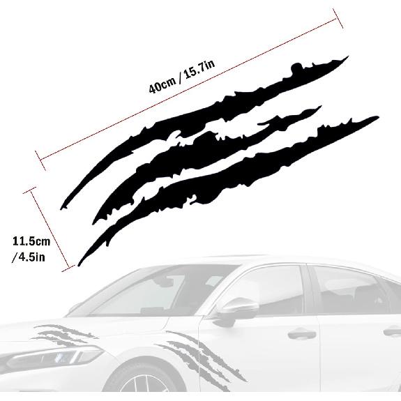 2PCS Car Stickers Reflective Monster Claw Scratch Marks Light Bumper Sticker Waterproof, Claw Marks Decal Reflective Sticker for Car Headlamp,