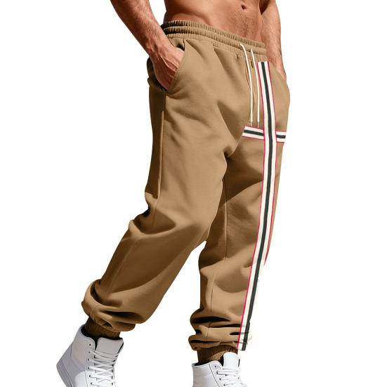 

Men Sweatpants Elastic Mid-rise Joggers with Adjustable Drawstring Reinforced Pockets Velvet Lining Sport Pants Daily Wear M хаки