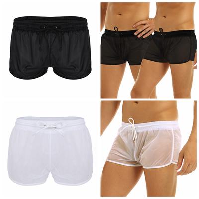 Herren-Boxershorts aus weichem, durchsichtigem Stoff mit Kordelzug, leicht, Höschen, Badeshorts