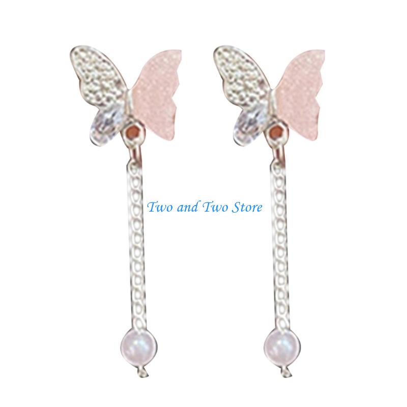 HX6F Delicate Butterfly Earrings Glossy Alloy Metal Ear Accessories For Sensitive Ears Daytime To Nighttime Wear