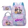 Korean Drama Demon Hunter Backpack Lunch Bag Pencil Case Set Student Three-piece School Bag Pencil Case Lunch Bag