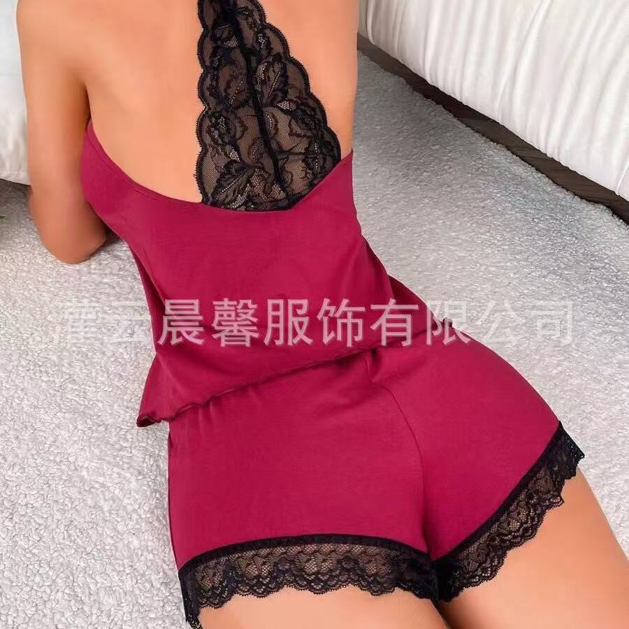 European and American loungewear four seasons new casual pajamas women's milk silk fabric vest sleeveless shorts set