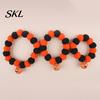 Stretchy Pet Collar Halloween Pom-Pom Collar, Cute Stretch Cat with Pumpkin Festive Bell, Soft Black Orange Pom-Poms for Cats Small Dogs Plush Pom-pom