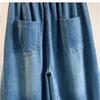 DIMANAF 2026 Summer New Plus Size Women Jeans Wide Leg Long Pants Denim Pants Cotton Casual Trousers Blue Waist Elastic