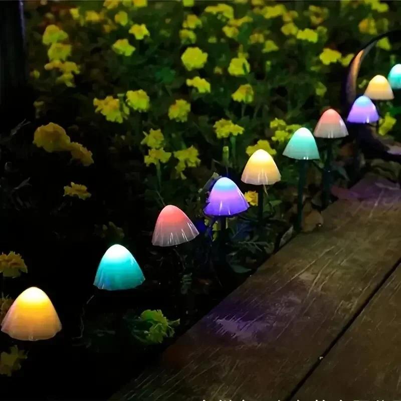 10 LEDS Solar Mushroom Lights Outdoor Waterproof Decorative Street Lights for Lawn Garden Patio Christmas Holiday Decoration