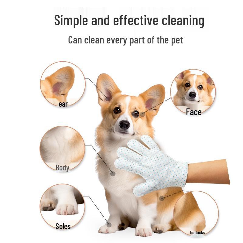 Disposable No-Rinse Pet Bathing Gloves - Dry Wash & Wipes for Cats & Dogs