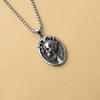 Skull Ellipse Pendant Necklace For Women Men Hip Hop Rock Style Copper Color Stainless Steel Box Chain Punk Skeleton Jewelry