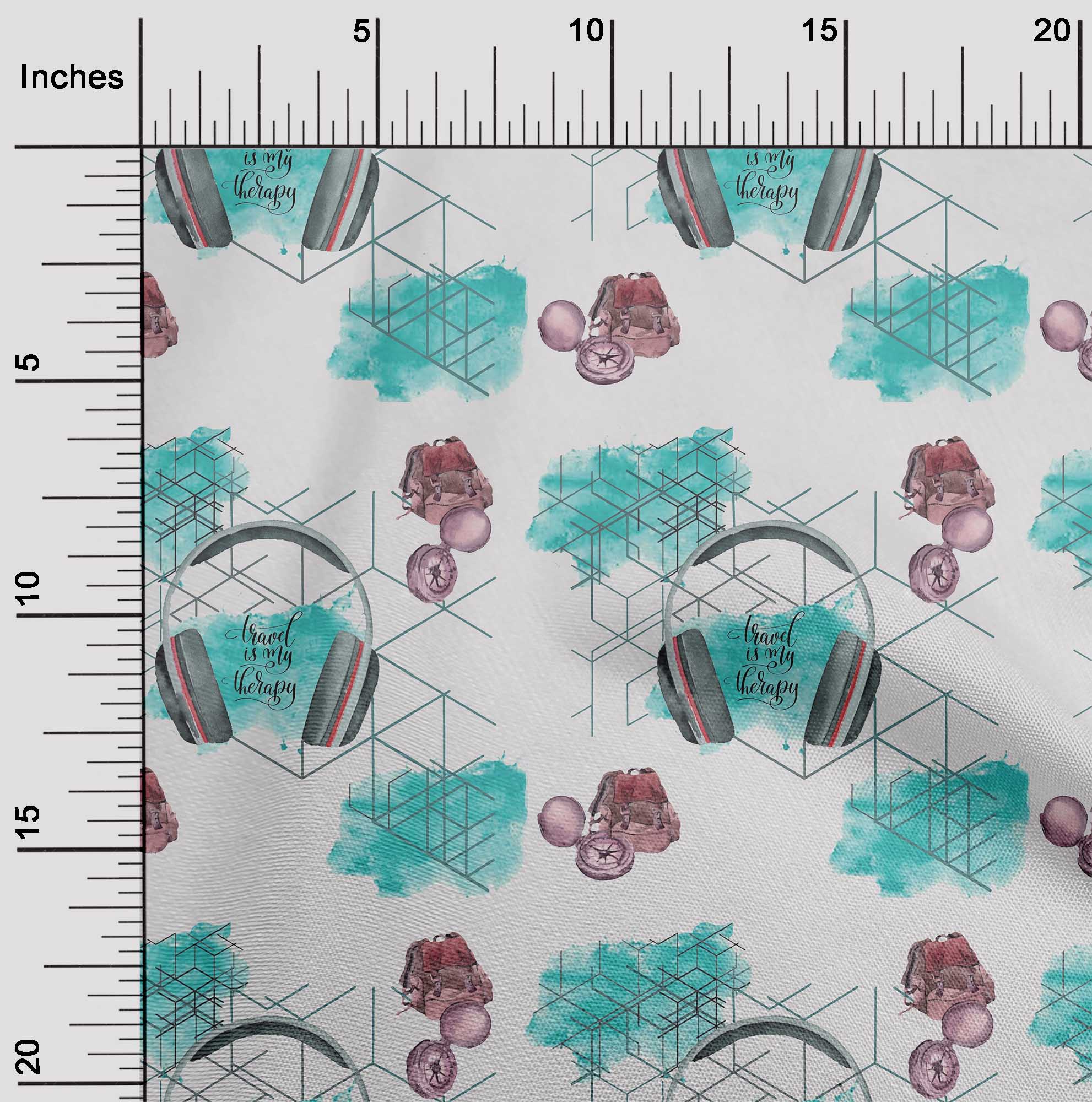 

OneOone Cotton Flex Brown Fabric Compass Сумка та навушники Дорожня тканина для шиття у дворі Принт для шиття одягу своїми руками 40 дюймів 42 Inch Wide - Viscose Chiffon бірюзові зелений колір