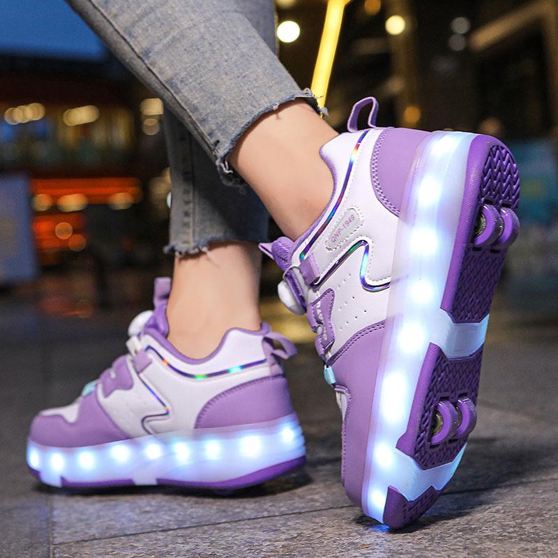 Kid's Luminous  Sneakers Sneakers Led Light Shoes Children's Kids Boys Girls USB Charging Glowing Wheels Parkour Roller Skate Shoes