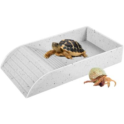Schildpadwaterschotel Schildpadbadschotel Antislip Reptielzwembadkom met oprit Reptielenvoerbak Schotel Plastic schildpadvoer- en waterbak