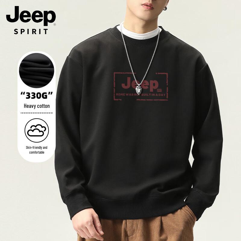 

JEEP SPIRIT Men s Loose Fit Round Neck Logo Print Sweatshirt 3XL