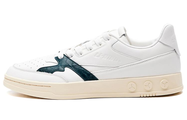 LI NING 1990 Нескользящие износостойкие низкие кеды для скейтбординга Мужские Бело-зеленые ALFR161-1 42