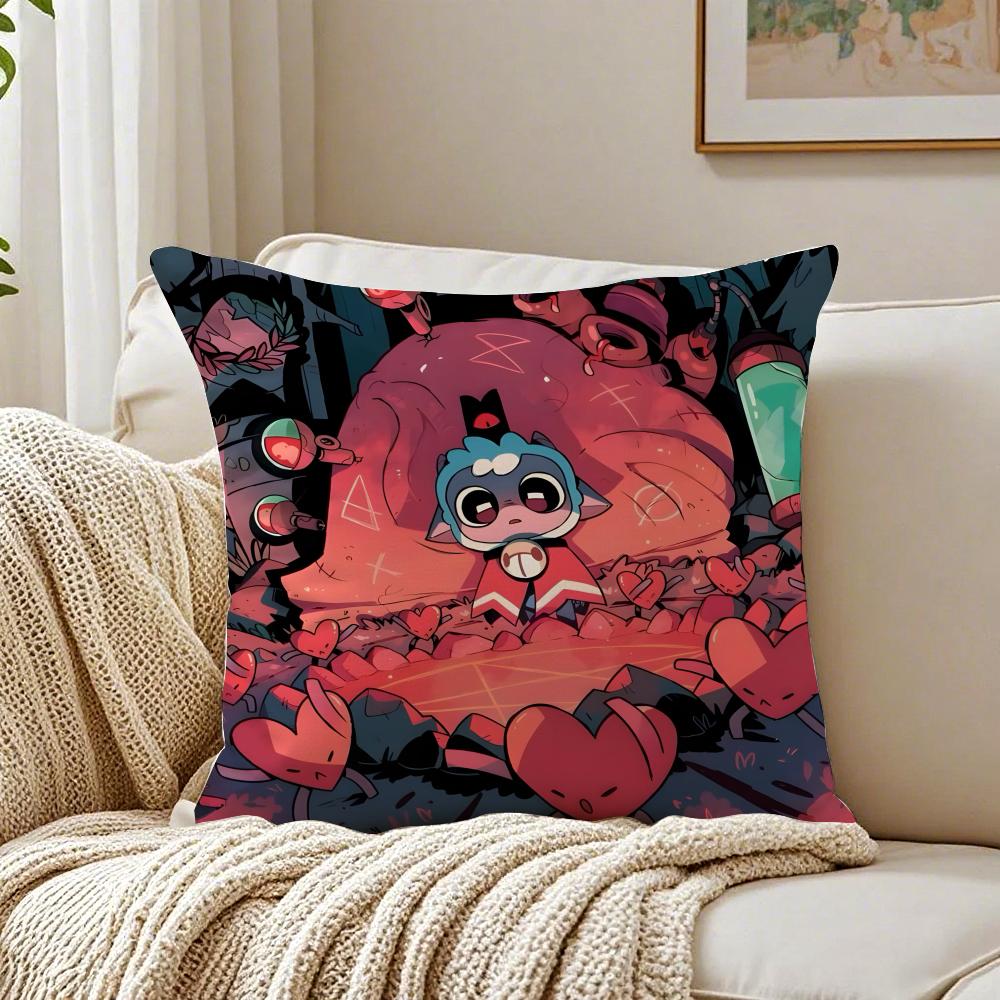 Cute Dark Indie Game CCult Of The Lamb Cushion Cover Pillowcase Antidustmite living Room Sofa Decor Cushion Room