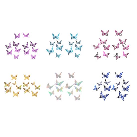 12 Pcs 3D Butterfly Wall Decals Removable Wall Sticker for Birthday Party Cake Decorations 3 Sizes Hollow Metallic Butterfly DIY
