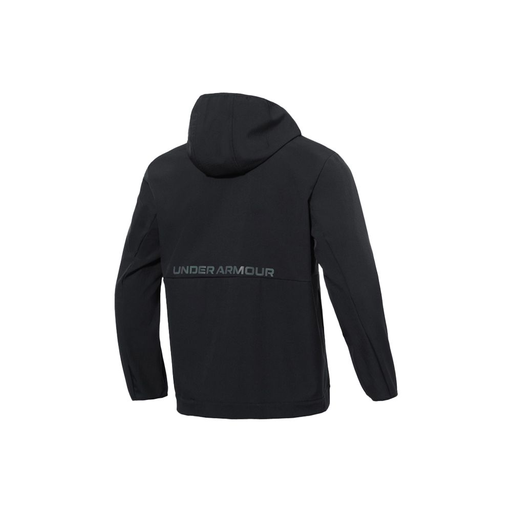 Under Armour Solid Color Gradient Reflective Logo Hooded Woven Sports Jacket Men Black 22600401-001