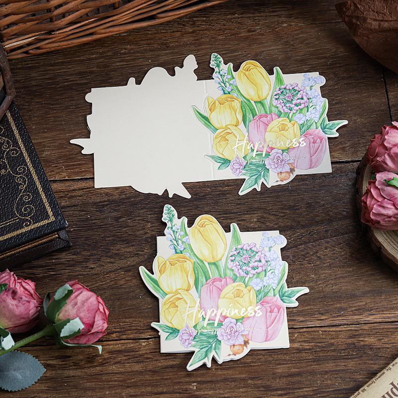20pcs/set Mother's Day Greeting Cards Mini Size 8.2x8.2cm Floral Paper Blank Cards Thank You for Business Gift Card