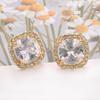 Yoursfs Zirconia Earrings Gold Square Popular April Birthstone Painless Earrings Clip Work Casual Jewelry Gift Women's