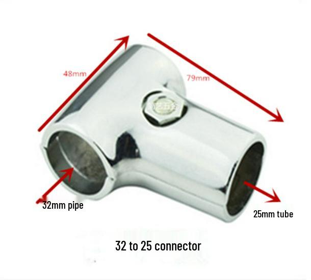 Stainless Steel Two-Way Adapter for 32/25 to 25/22 Round Tube - Clothes Rack Connector
