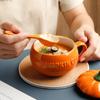 Cartoon Cute Ceramic Pumpkin Cup with Lid Breakfast Cup Dessert Soup Cup Oatmeal Cup Student Water Cup Mug