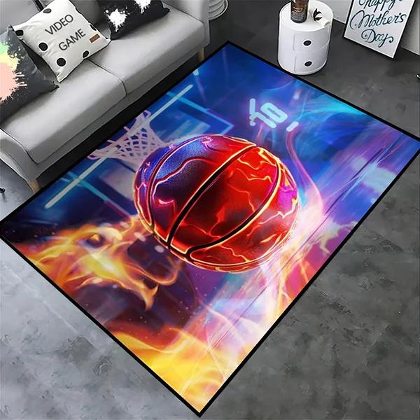 Creative Sports Area Rug Healthy ExerciseTeen Fantastic Basketball Enthusiast Carpet for Home Decor Kid Room ,Etc.