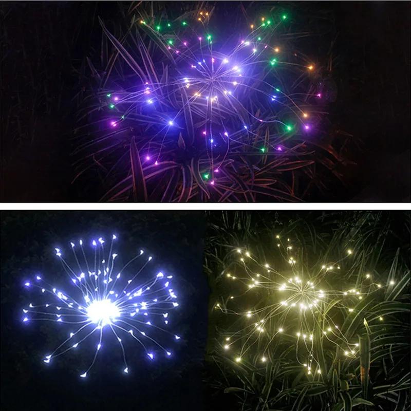 1PC LED Solar Powered Firework Light Outdoor Waterproof Garland Lamp Garden Fences Lawn Ornaments For Wedding Party Decoration
