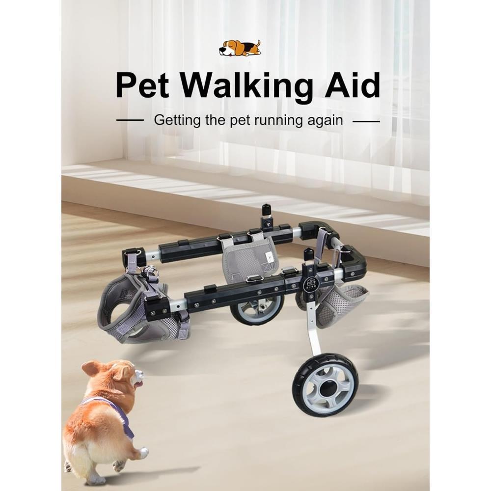 Bakbensrullestol for hunder og katter Justerbar rullator for funksjonshemmede kjæledyr med bakbenstøtte og hoftestøtte