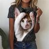 Women's T Shirts Funny 3D Kawaii Cat Print T-Shirts Fashion O-neck Short Sleeve Top Oversized Female Y2k Clothing Cute Girl Tees
