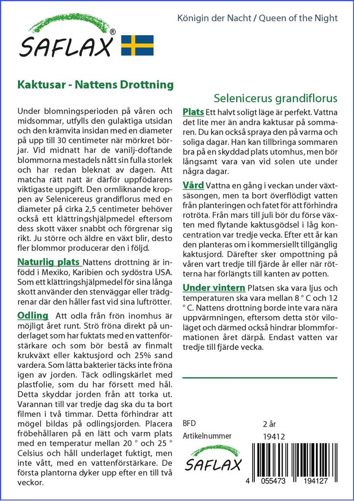 SAFLAX Queen of the Night - 40 Seeds - Selenicerus Grandiflorus