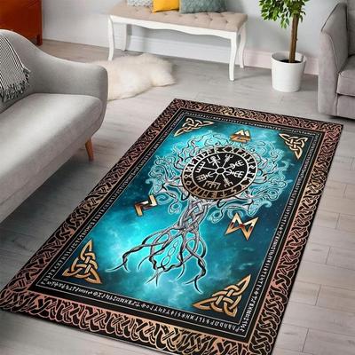 Viking Logo Rectangle Rug Norse Mythology Symbols Rug Bedroom Living Room Rug Carpet for Home Decor Floor Rug Carpet Area Rug
