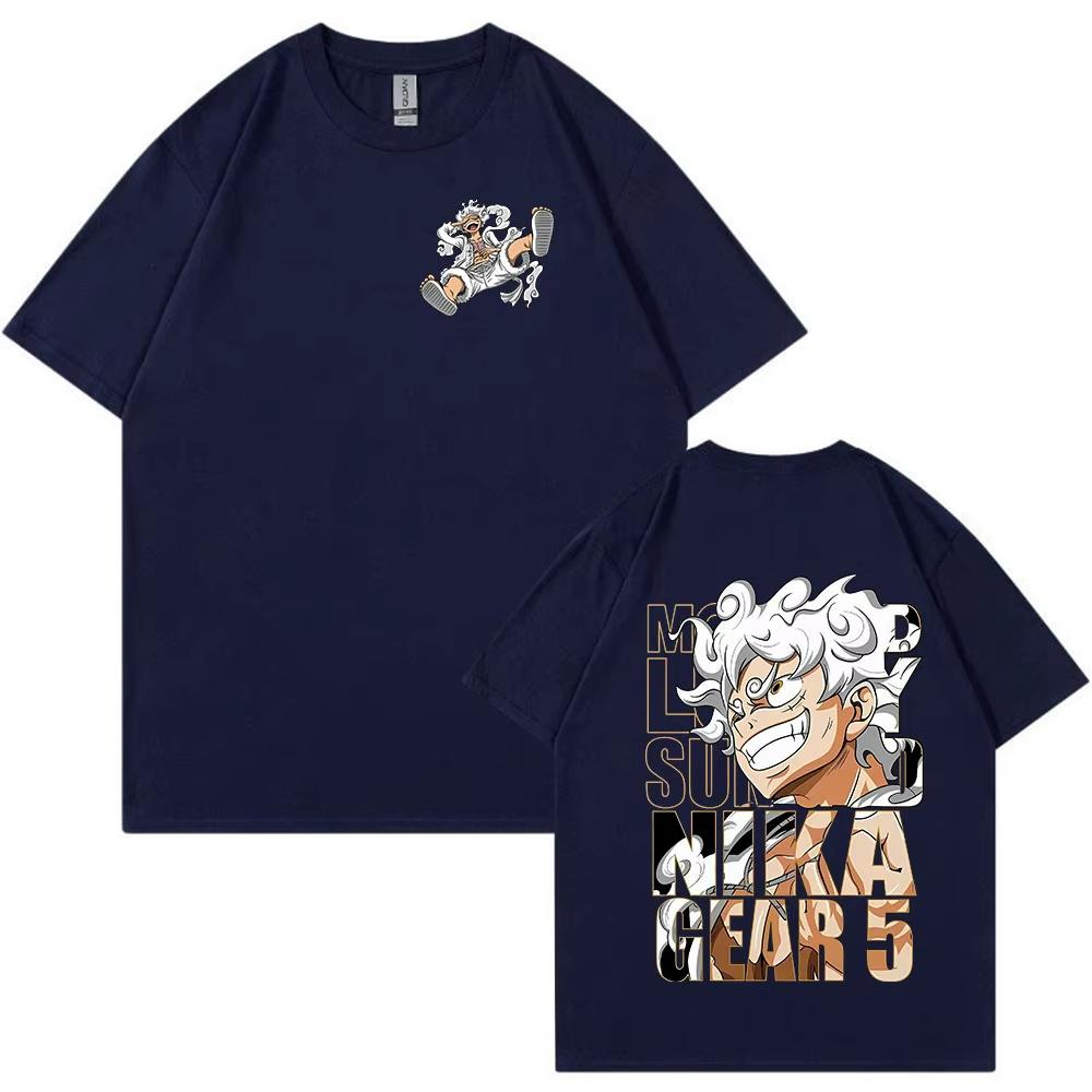 One Piece T-Shirt Monkey D.Luffy Sun God Nika Gear 5 Luffy Graphic Cotton Tshirt Mens and Women's Oversize Bandai Cosplay Tshirt